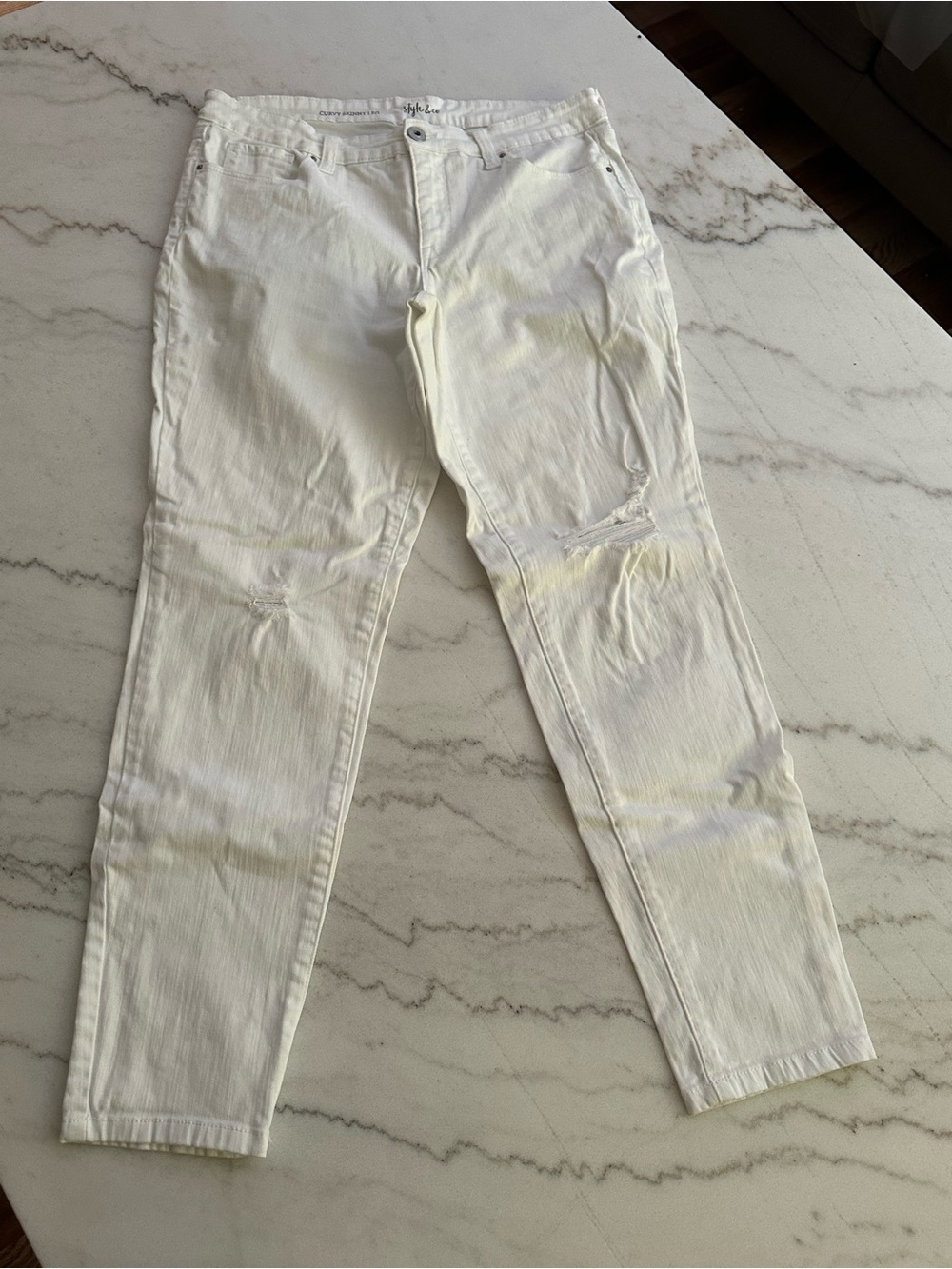 Style & Co. Men's Slim Straight White Distressed Jeans